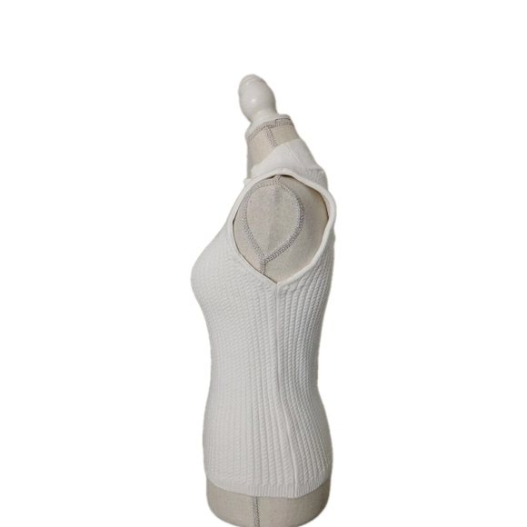 Elie Tahari Soft White Knit Tank Viscose Blend Mock Neck Women's Size M NEW - Picture 2 of 4